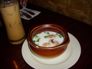 My Thai iced coffee and Rodney's coconut chicken soup