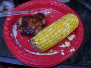 BBQ chicken and corn