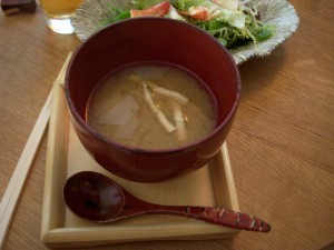 Miso soup with fried tofu