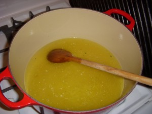Cooking liquid for the artichokes