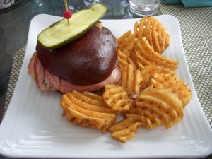 Supposedly grilled ham and cheese sandwich