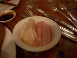 Peach and raspberry yogurt
