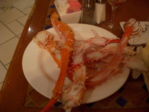 Sad king crab and snow crab legs