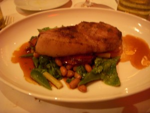 Pork chop with three bean salad