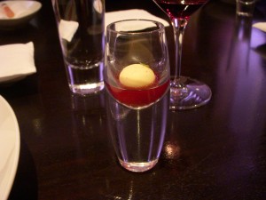 Yogurt ball with pomegranate and cassia