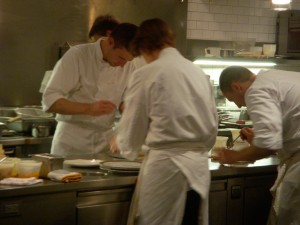 Chef Grant Achatz concentrating on plating