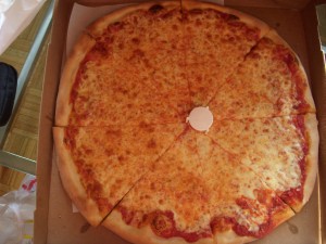 Large plain cheese pizza