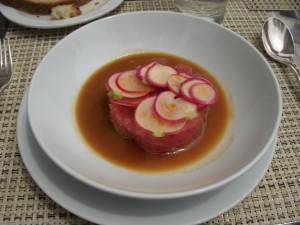 Tuna tartare with avocado, spicy radish and ginger marinade