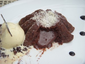 Molten chocolate center oozing out
