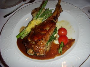 Veal chop stuffed with bleu cheese