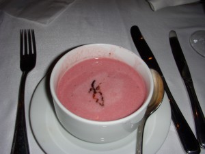 Strawberry soup with balsamic drizzle