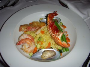 Seafood pasta with lobster