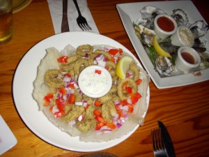 Fried calamari with tzatziki sauce