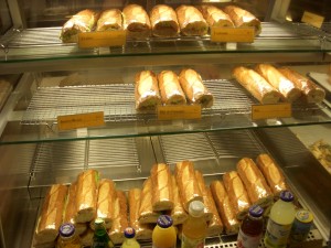 Assortment of baguette sandwiches