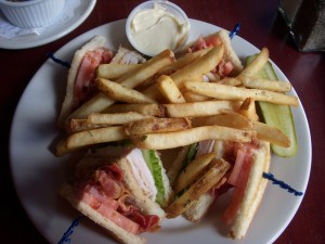 Triple decker turkey club sandwich