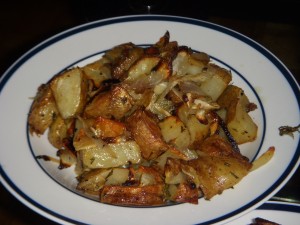 Roasted potatoes with onion, garlic, and rosemary