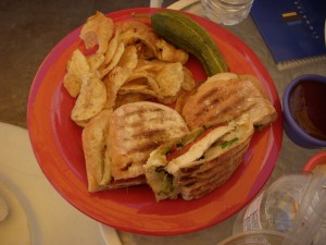 Grilled chicken panini with pesto 