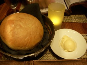 Soft chewy bread with sweet truffle butter