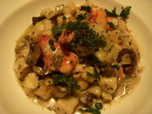 Lobster and gnocchi with black truffle crema