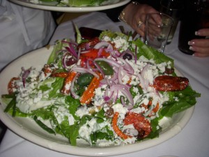 Salad special with roasted vegetables and ricotta salata