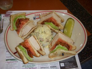 Turkey club with potato salad