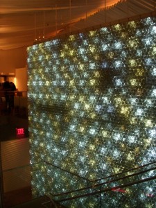 Funky wall made from glass bottles