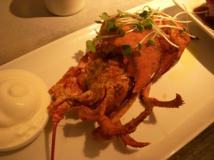 The lobster was covered in garam masala and had a lemon creme fraiche dipping sauce on the side