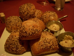 Seeded rolls with sweet pecan butter