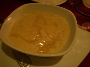 She crab soup topped with sherry