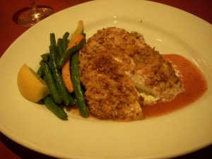 Pecan encrusted grouper with spicy cranberry sauce