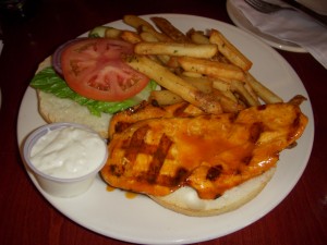 Grilled chicken sandwich with buffalo sauce