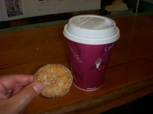 The size of the doughnuts compared to a cup of coffee