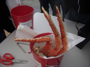 Bucket of king crab legs