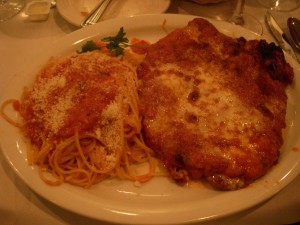 Chicken parmesan with spaghetti