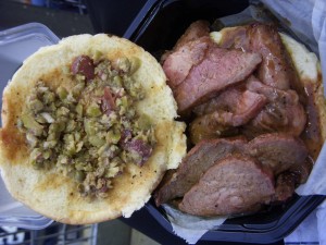 We added olive tapenade to our sandwiches