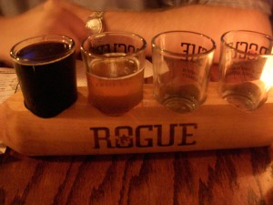 A tasting flight of beer