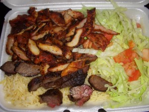 Chicken and steak combination plate
