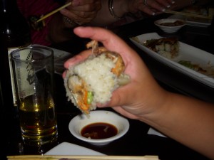 A piece of the Kiss of the Spider Woman roll barely fits in my hand