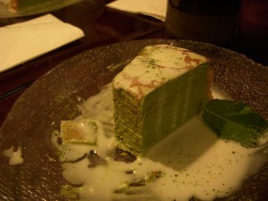 Green tea mille crepe cake