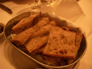 Crusty bread brushed with olive oil