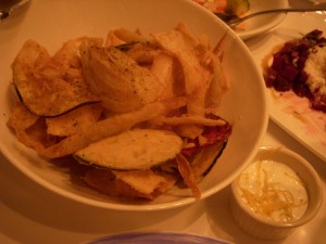 Nisi chips with tzatziki sauce for dipping