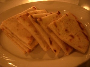 Warm pieces of pita bread