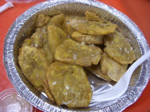 Tostones topped with mojo
