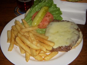 Burger with swiss cheese