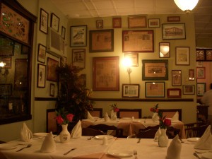 Cluttered and cozy dining room