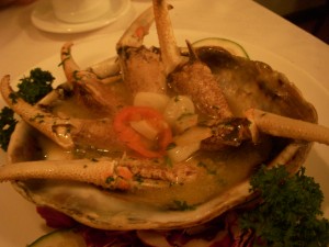 Crab claws in garlic sauce