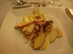Endive and apple salad with walnuts