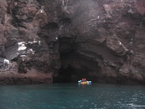 Exploring caves in kayaks
