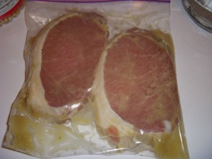 Marinating pork chops