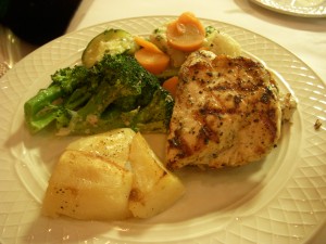 Grilled chicken with roasted lemon potatoes